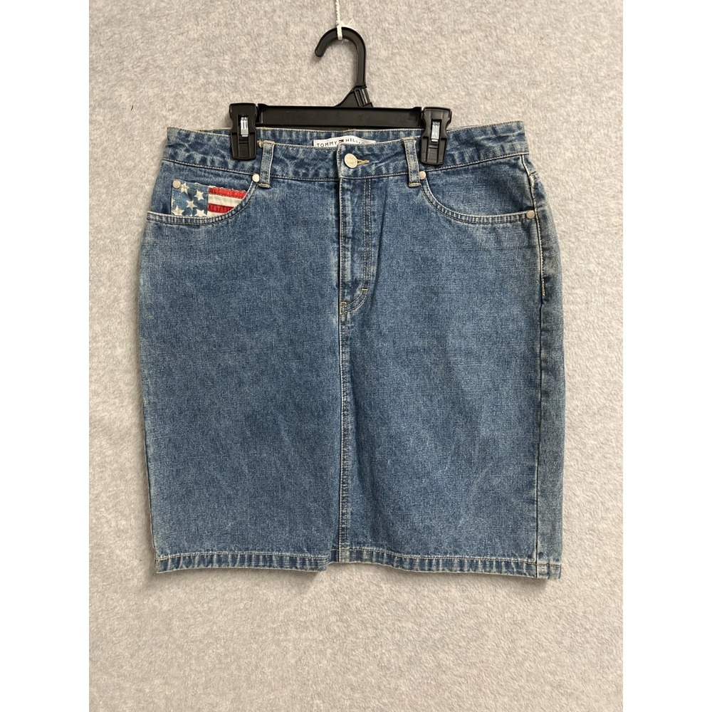 Tommy Hilfiger Jeans Straight & Pencil Skirt Womens 10‎ Blue Cotton Medium Wash